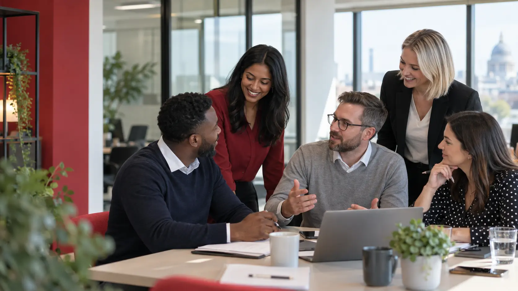 Abstract Recruitment team working together in a modern recruitment office